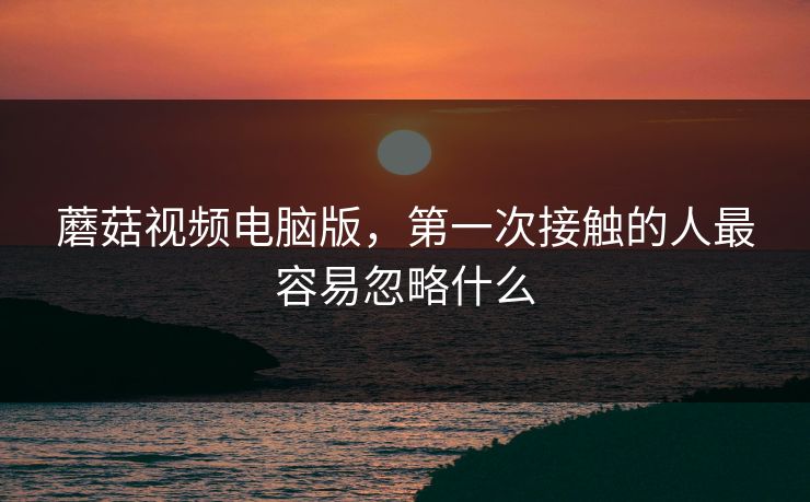 蘑菇视频电脑版，第一次接触的人最容易忽略什么