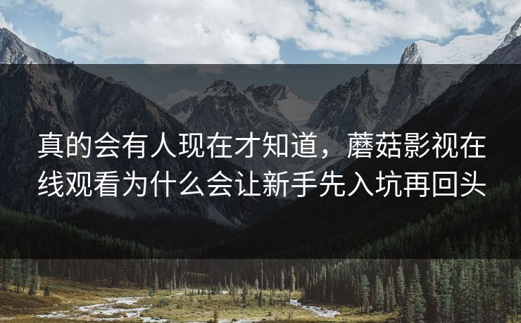 真的会有人现在才知道，蘑菇影视在线观看为什么会让新手先入坑再回头