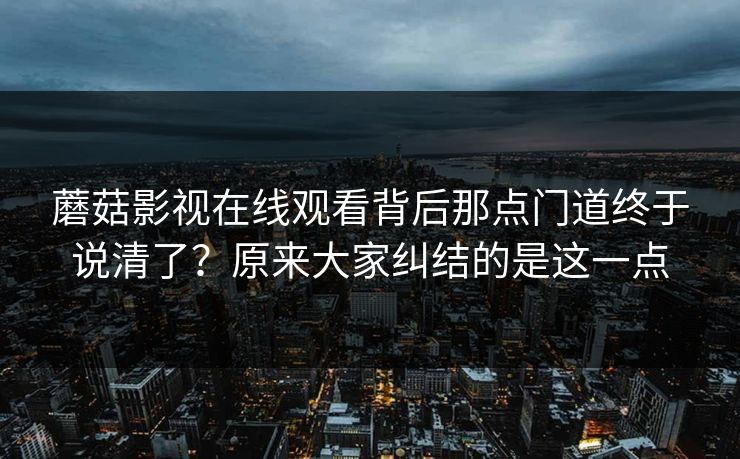 蘑菇影视在线观看背后那点门道终于说清了？原来大家纠结的是这一点