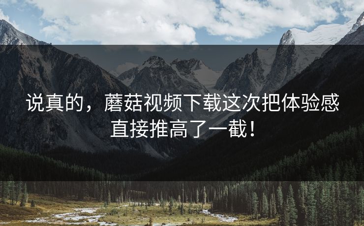 说真的，蘑菇视频下载这次把体验感直接推高了一截！
