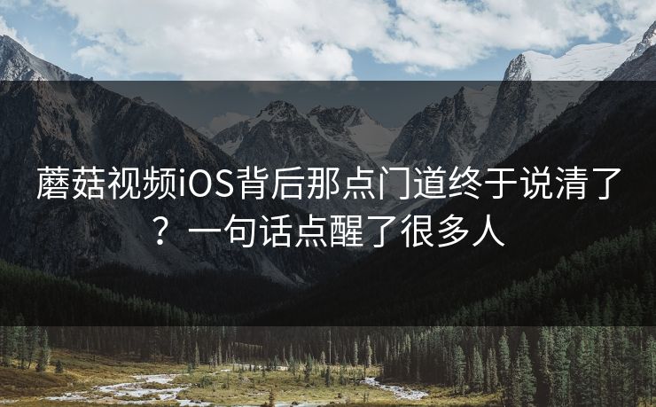 蘑菇视频iOS背后那点门道终于说清了？一句话点醒了很多人
