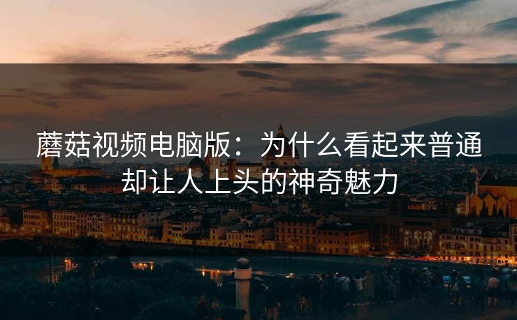 蘑菇视频电脑版：为什么看起来普通却让人上头的神奇魅力