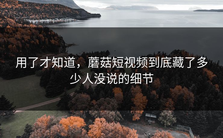 用了才知道，蘑菇短视频到底藏了多少人没说的细节